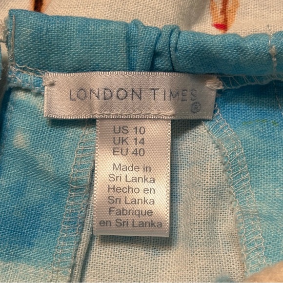 London Times Multicolor Beach Scene Linen Blend Dress NWT size 10 - Picture 7 of 15